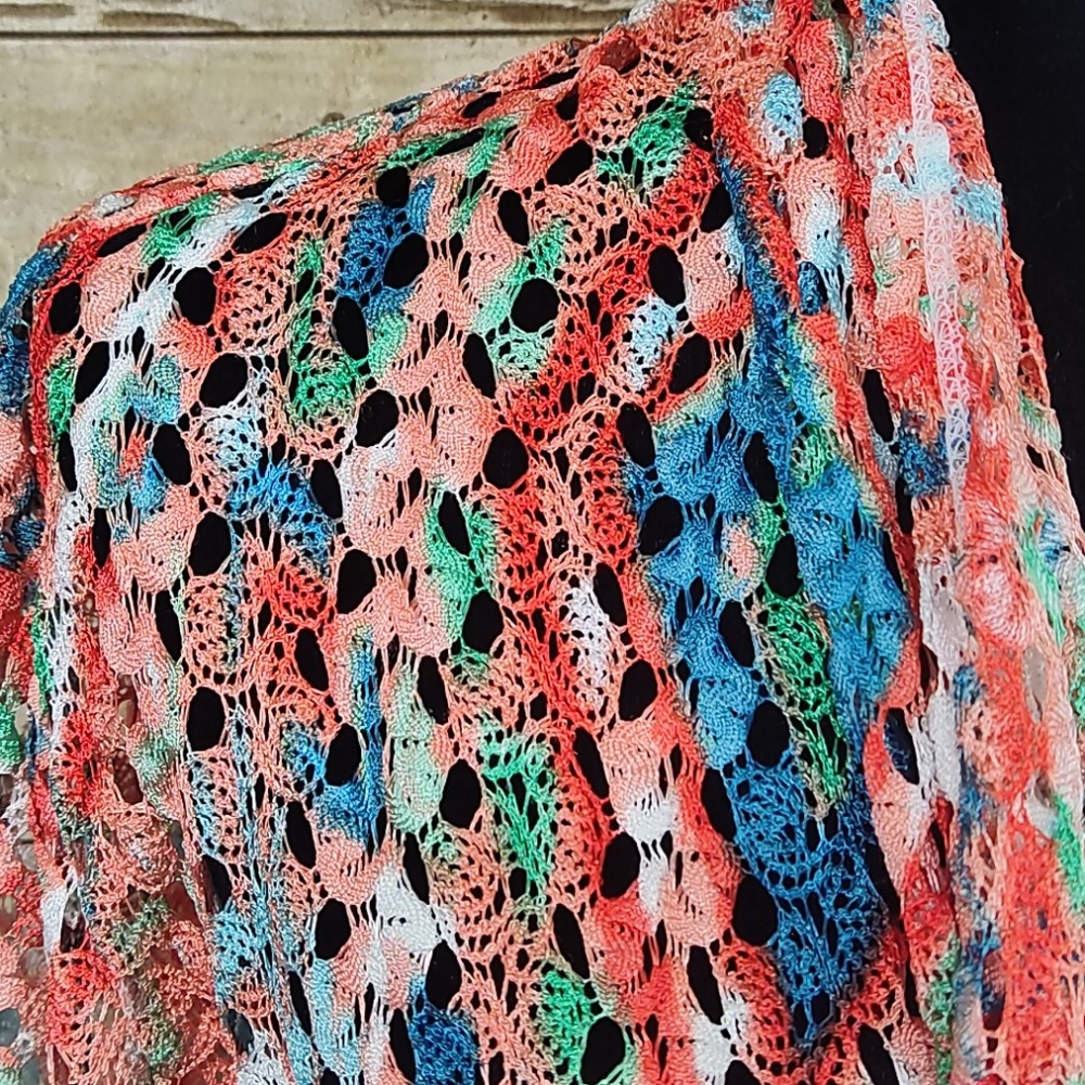 Ruby Rd Boho Lace Multi Color Cardigan - Picture 5 of 8